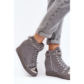 Bottines compensées isolées à strass, daim Lu Boo, gris 4