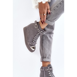 Bottines compensées isolées à strass, daim Lu Boo, gris 5