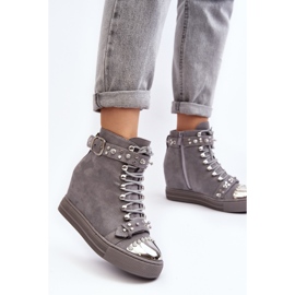 Bottines compensées isolées à strass, daim Lu Boo, gris 6