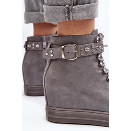 Bottines compensées isolées à strass, daim Lu Boo, gris 8