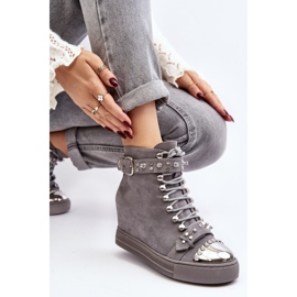 Bottines compensées isolées à strass, daim Lu Boo, gris 10