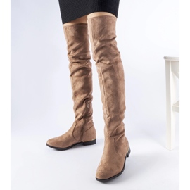 Bottines longues Elwira en éco-daim chaud marron brun 1