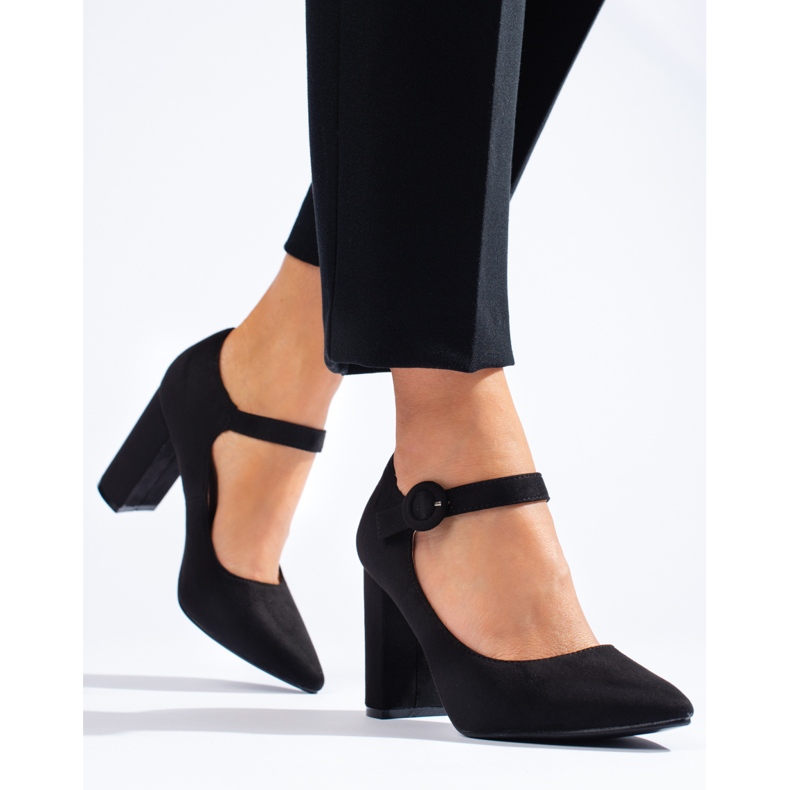 Escarpins à talons hauts Shelovet en daim noir le noir 1