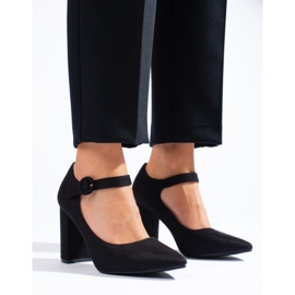 Escarpins à talons hauts Shelovet en daim noir le noir 2