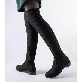 Bottines longues noires chaudes en éco-daim Scandale le noir 2