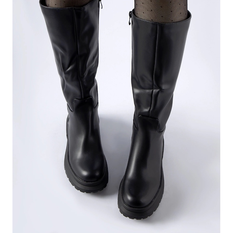 Bottes Prisco noires, isolées et lisses le noir 1
