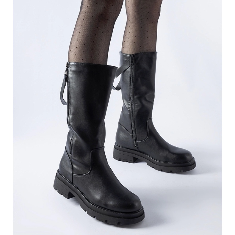Bottines noires avec fermeture éclair Nansen décorative le noir 1
