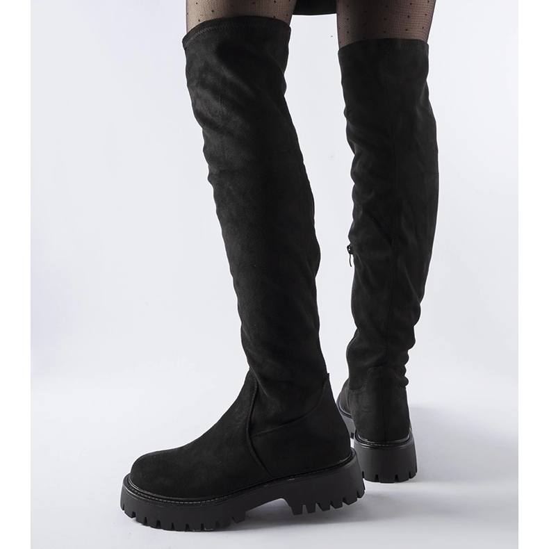 Bottes longues noires à semelle massive par Kossuth le noir 1