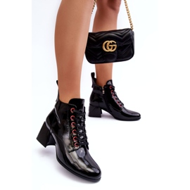 Bottines Basses Lacées Vernies S.Barski MR870-66 Noir 6