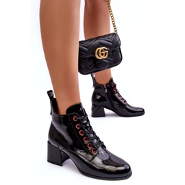 Bottines Basses Lacées Vernies S.Barski MR870-66 Noir le noir 1