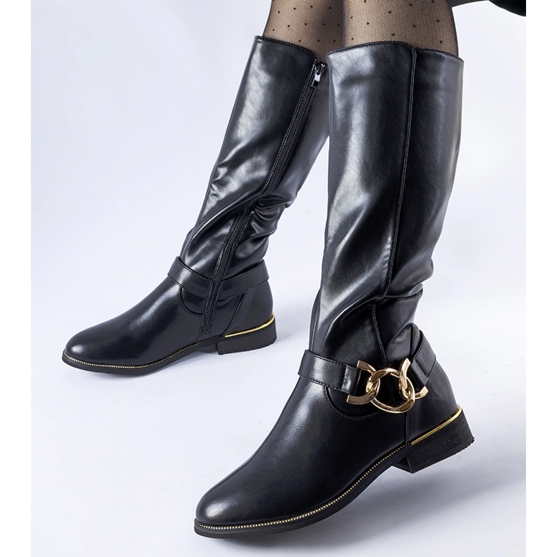 Bottes isolées noires ornées d'une boucle Ortega le noir 1