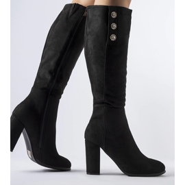 Boots noires ornées de zircons Lightning 1