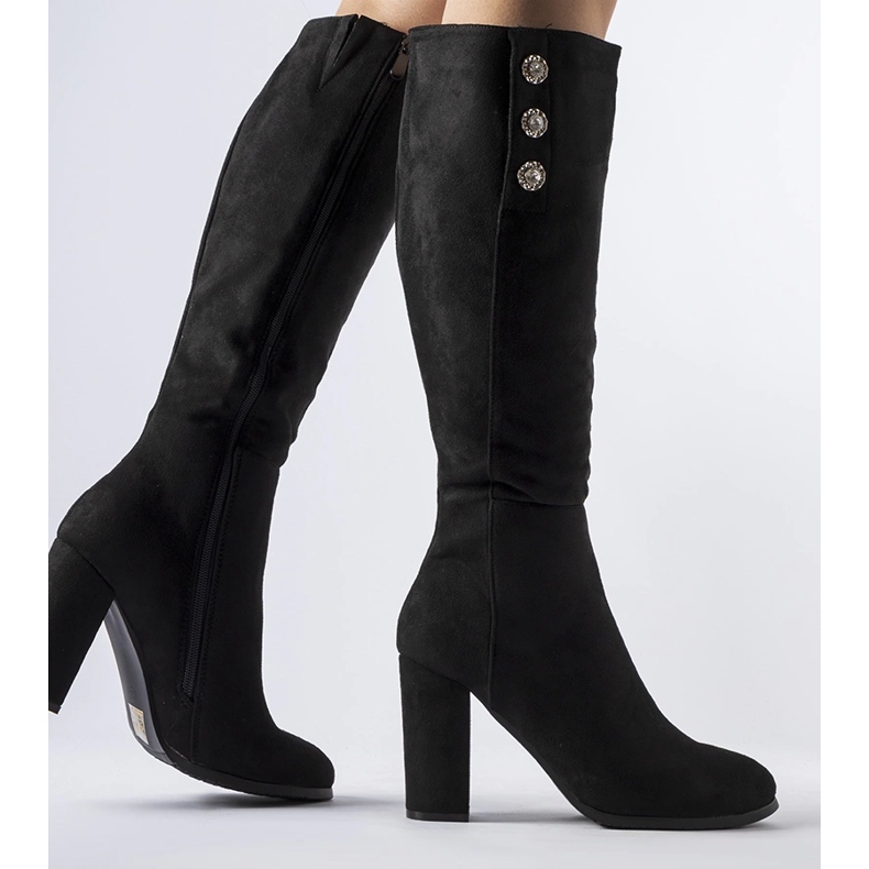 Boots noires ornées de zircons Lightning le noir 1