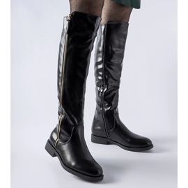 Bottes longues noires avec fermeture éclair décorative Nadwa 1