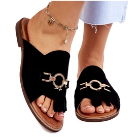 Lewski Shoes Chaussons Femme Daim Leski Shoes 3226 Noir 5
