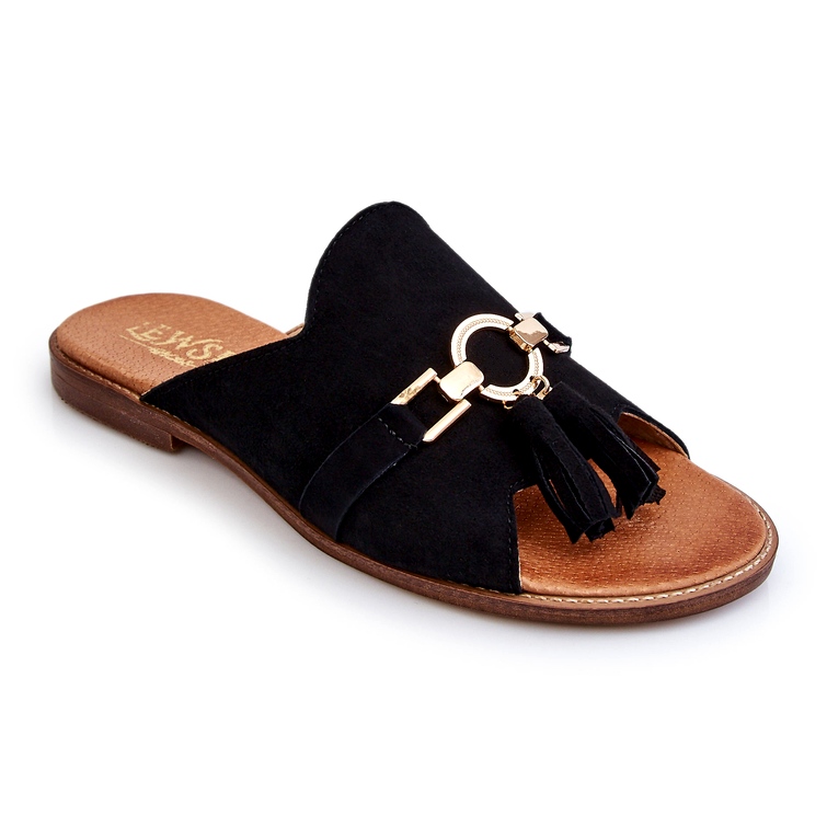 Lewski Shoes Chaussons Femme Daim Leski Shoes 3226 Noir 4