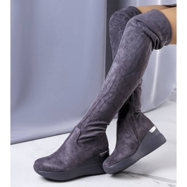 PA1 Bottines compensées en daim grises Roland 1