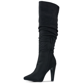 Bottines femme à talons en daim noir 1