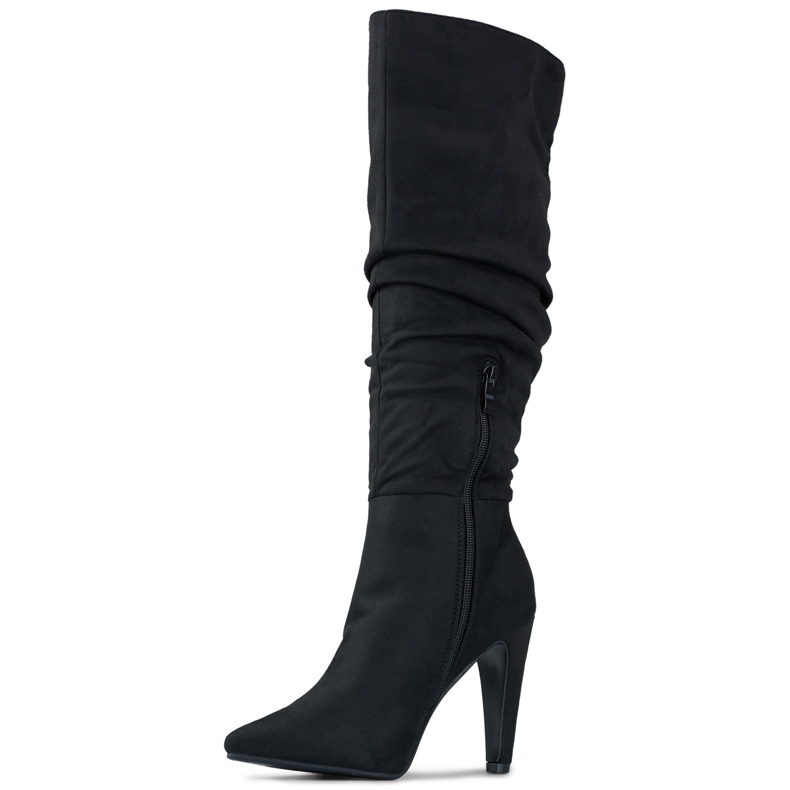 Bottines femme à talons en daim noir le noir 1