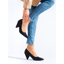 Escarpins à talon conique en daim noir Shelovet le noir 3