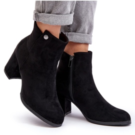 Bottines Femme En Daim Sur Talon Haut Noir Selela le noir 9
