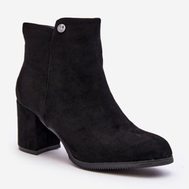 Bottines Femme En Daim Sur Talon Haut Noir Selela 1