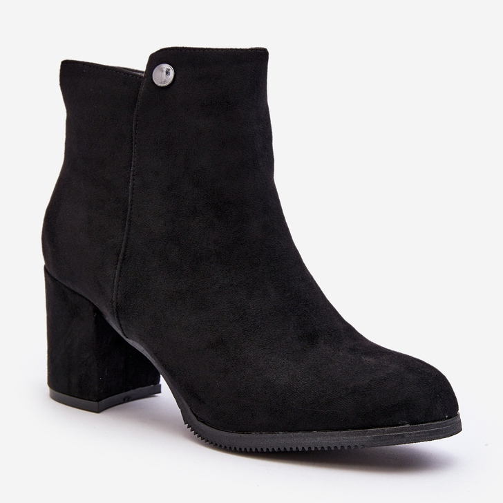 Bottines Femme En Daim Sur Talon Haut Noir Selela le noir 1
