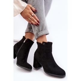 Bottines Femme En Daim Sur Talon Haut Noir Selela le noir 6