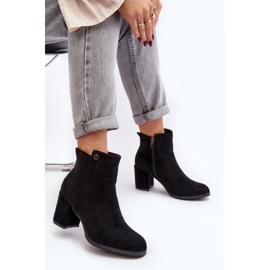 Bottines Femme En Daim Sur Talon Haut Noir Selela le noir 7