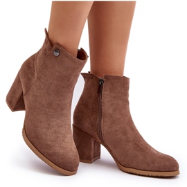 Bottines en daim pour femmes à talon haut marron Selela brun 10
