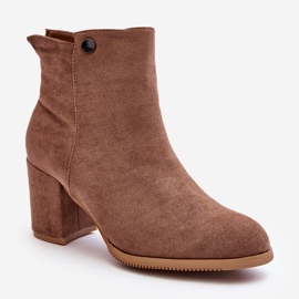 Bottines en daim pour femmes à talon haut marron Selela brun 2 Bottines en daim pour femmes à talon haut marron Selela brun 2