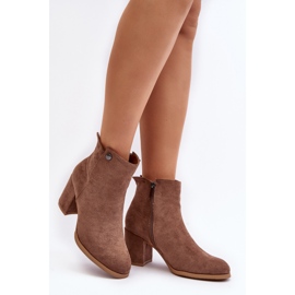 Bottines en daim pour femmes à talon haut marron Selela brun 3