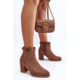 Bottines en daim pour femmes à talon haut marron Selela brun 6