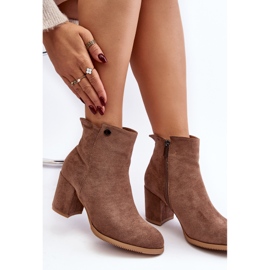 Bottines en daim pour femmes à talon haut marron Selela brun 9