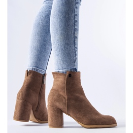Bottines marron à talon bas, éco-daim Risano brun 1