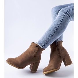 Bottines marron à talon bas, éco-daim Risano brun 2