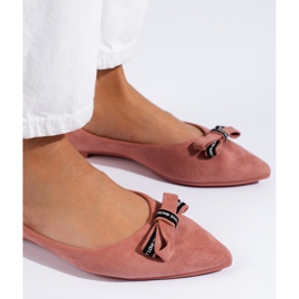 Ballerines en daim à nœud Shelovet rose 2