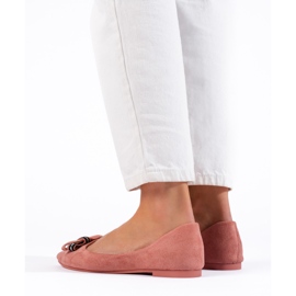 Ballerines en daim à nœud Shelovet rose 3