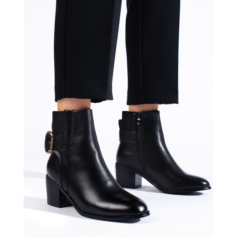 SHELOVET Bottines noires élégantes à talons hauts 1