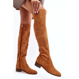 Cuissardes Femme En Daim Avec Plat Camel Hewanella brun 3