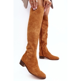 Cuissardes Femme En Daim Avec Plat Camel Hewanella brun 4