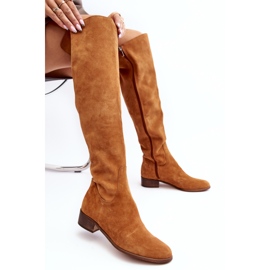 Cuissardes Femme En Daim Avec Plat Camel Hewanella brun 7