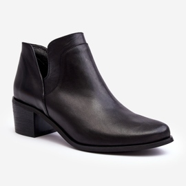 Bottines En Cuir À Talons Hauts Découpés Noir Dalros 2