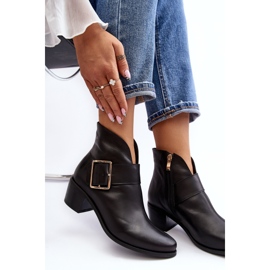 Bottines Femme En Cuir à Petit Talon Avec Boucle, Noir Liliane le noir 2
