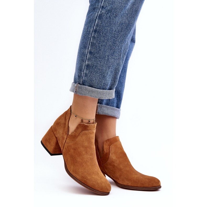 Bottines En Daim À Talons Découpés Camel Dalros brun 2