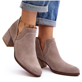 Bottines En Daim À Talons Hauts Découpés, Beige Clair Dalros 9