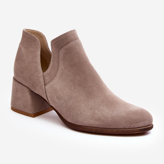 Bottines En Daim À Talons Hauts Découpés, Beige Clair Dalros 1