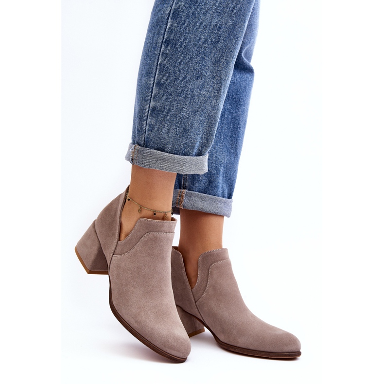 Bottines En Daim À Talons Hauts Découpés, Beige Clair Dalros 2
