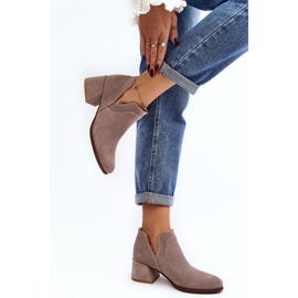 Bottines En Daim À Talons Hauts Découpés, Beige Clair Dalros 3