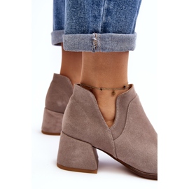 Bottines En Daim À Talons Hauts Découpés, Beige Clair Dalros 5